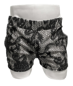 Made in SF Short Shorts Black and White Embroidered Lace