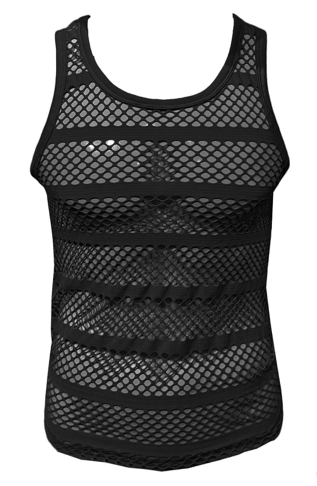 Striped Fishnet Tank - Black