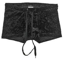 Load image into Gallery viewer, Crushed Velvet Booty Shorts - Black
