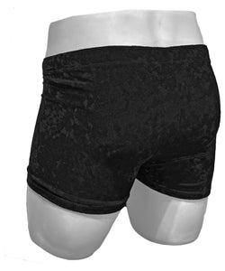 Crushed Velvet Booty Shorts - Black