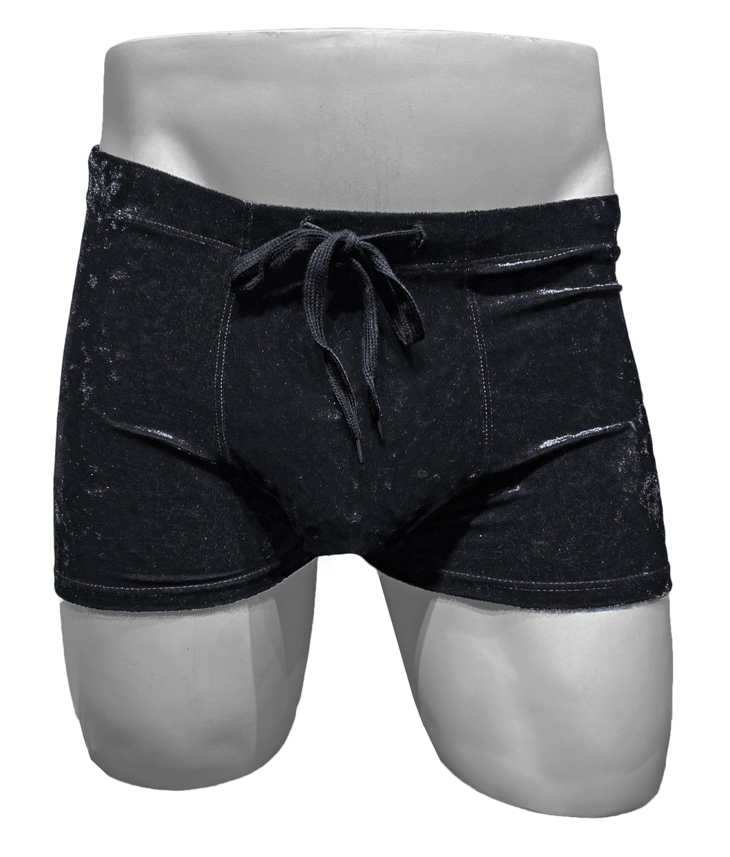 Crushed Velvet Booty Shorts - Black