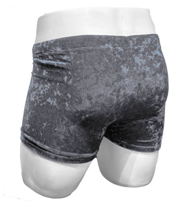 Crushed Velvet Booty Shorts - Grey