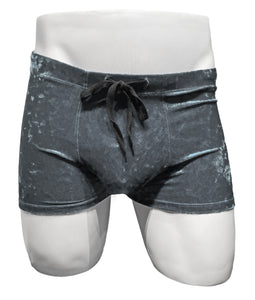 Crushed Velvet Booty Shorts - Grey