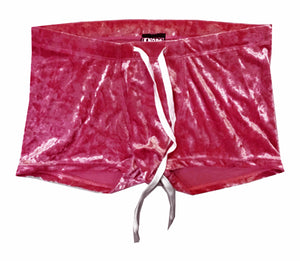 Crushed Velvet Booty Shorts - Hot Pink