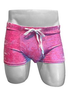 Crushed Velvet Booty Shorts - Hot Pink