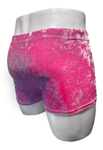 Crushed Velvet Booty Shorts - Hot Pink