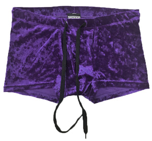 Crushed Velvet Booty Shorts - Purple