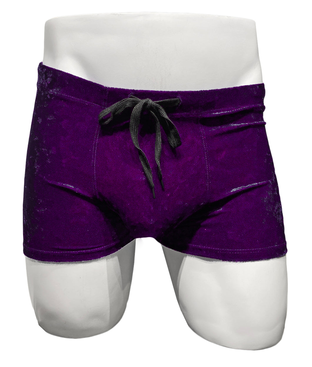 Crushed Velvet Booty Shorts - Purple