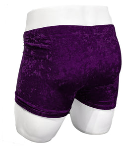 Crushed Velvet Booty Shorts - Purple