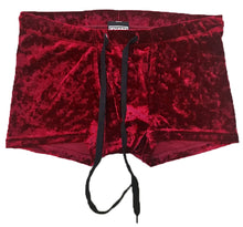 Load image into Gallery viewer, Crushed Velvet Booty Shorts - Dark Red
