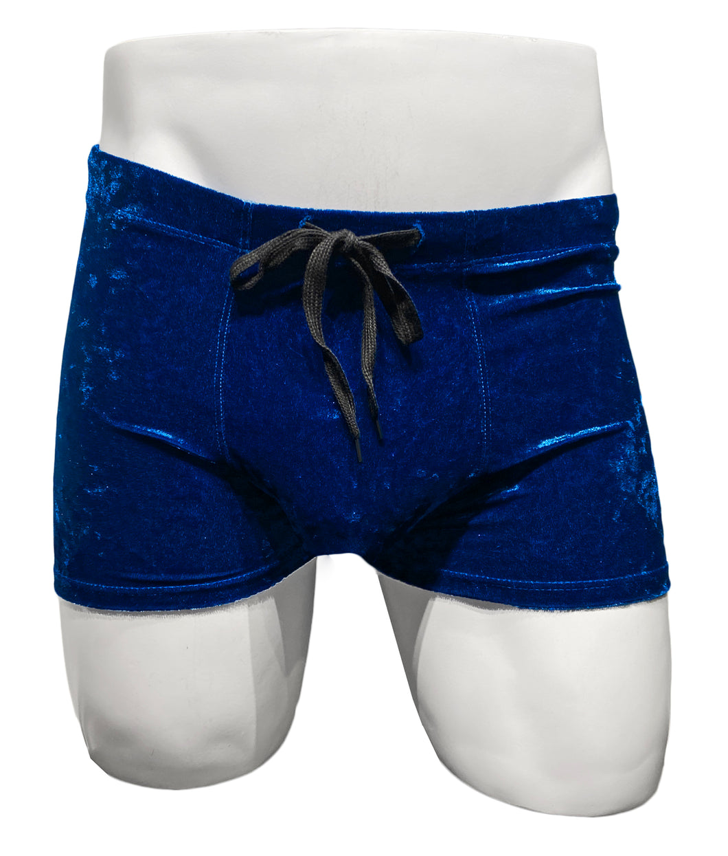 Crushed Velvet Booty Shorts - Blue