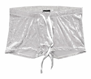 Crushed Velvet Booty Shorts - White