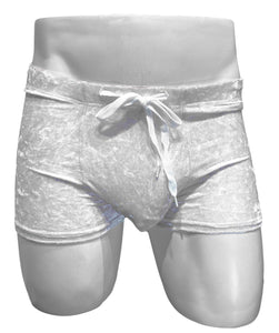 Crushed Velvet Booty Shorts - White