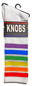 Rainbow Tube Socks - White