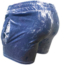 Load image into Gallery viewer, Made in SF CRUSHED VELVET SHORTS - SLATE BLUE
