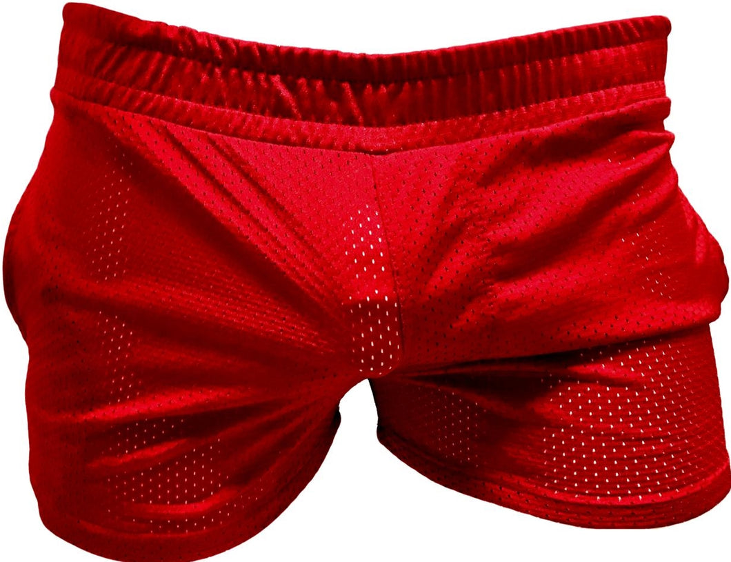 See Thru Short Shorts Sports Mesh Red