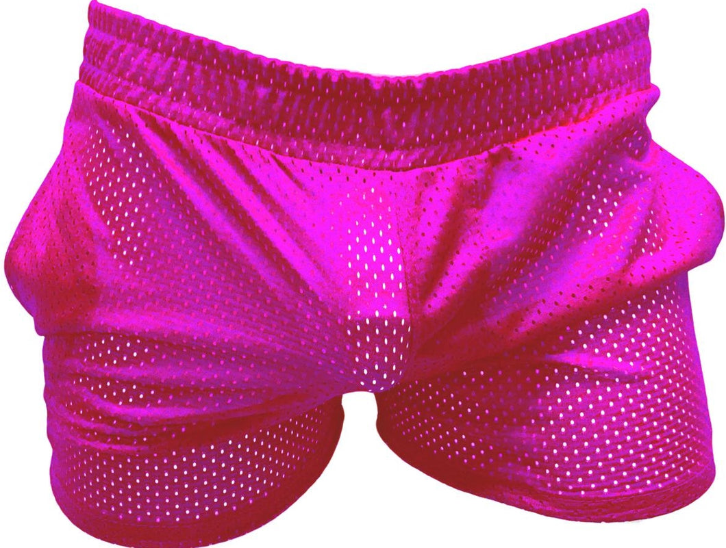 See Thru Short Shorts Sports Mesh Hot Pink