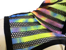 Load image into Gallery viewer, Tie Dye Striped Mesh Hooded Harness - BLACK RAINBOW
