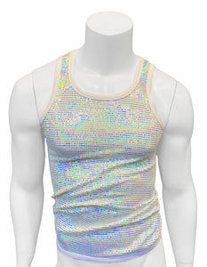 Flat Sequins Tank - White Holographic