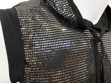 Load image into Gallery viewer, Flat Sequins Hooded Crop Top - BLACK SILVER
