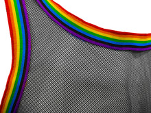 Load image into Gallery viewer, Fine Mesh - Fishnet See Through Sexy Men&#39;s Tank With Rainbow Trim - Black
