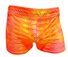 Load image into Gallery viewer, Made In SF Booty Shorts - Orange Striped Mesh
