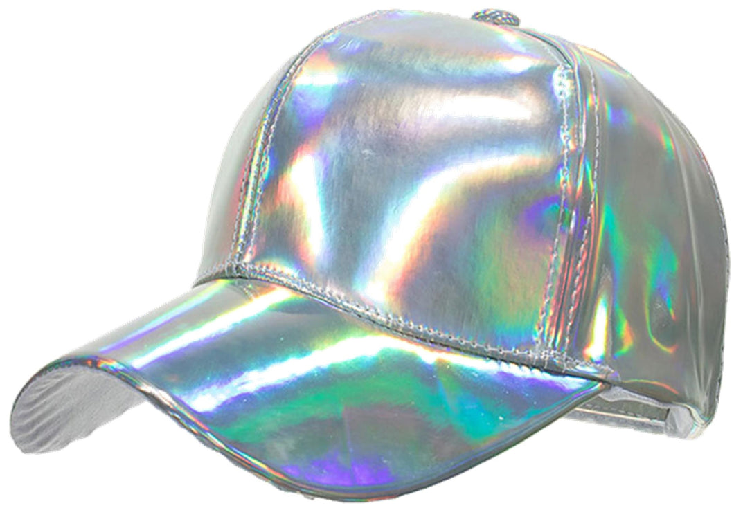 Metallic Vinyl Baseball Hat - SILVER