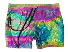 Load image into Gallery viewer, Iridescent Metallic Rave Shorts - Green / Pink Multi
