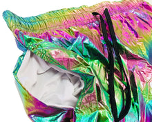 Load image into Gallery viewer, Iridescent Metallic Rave Shorts - Green / Pink Multi
