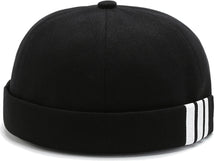Load image into Gallery viewer, Brimless Cap Side Stripes - BLACK
