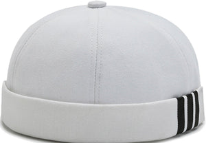 Brimless Cap Side Stripes - WHITE