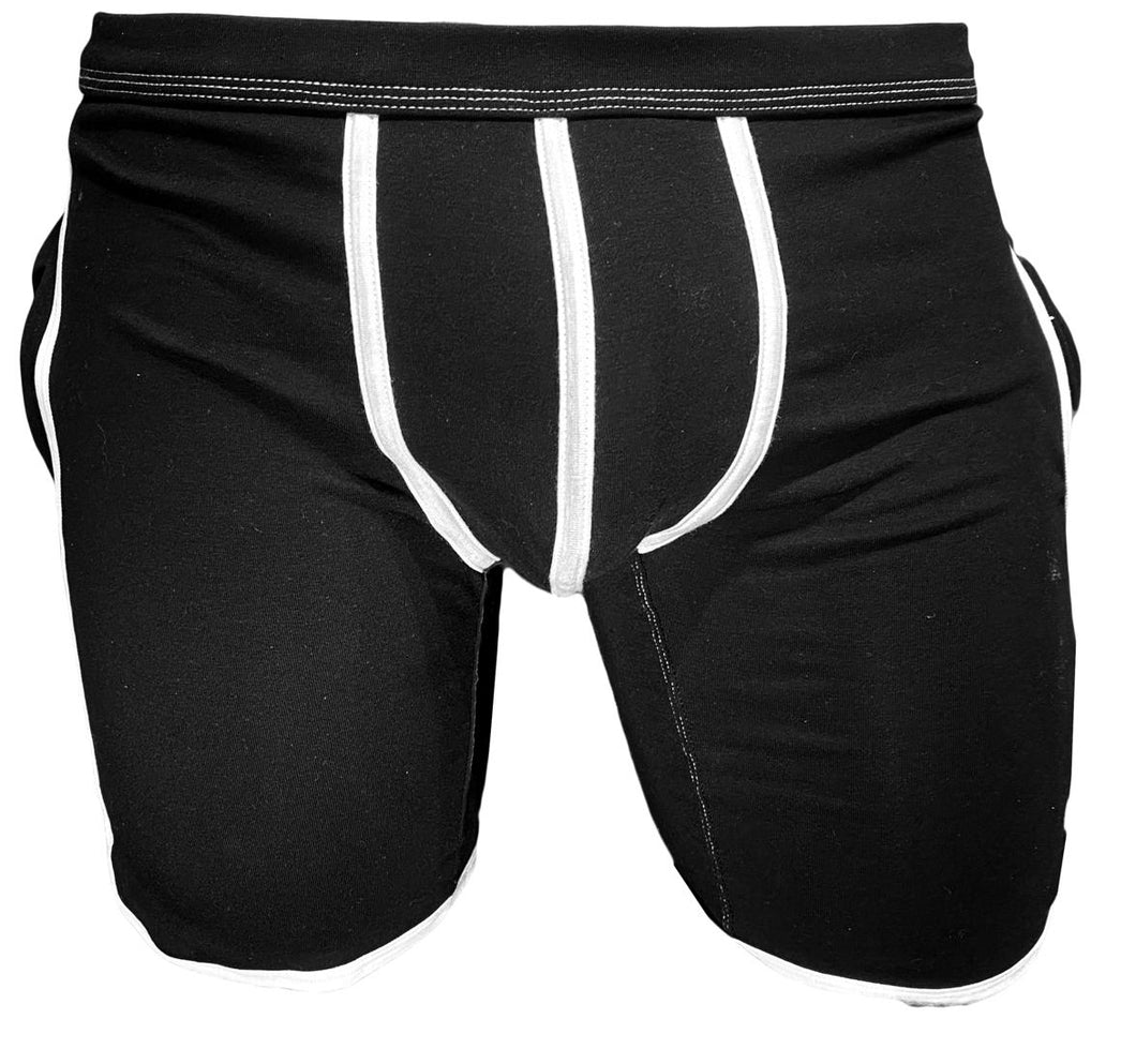 Cotton Gym Shorts With Contrast Trim - BLACK WHITE