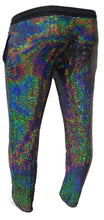 Load image into Gallery viewer, FLAT SEQUINS DRAWSTRING PANTS - BLACK HOLOGRAPHIC
