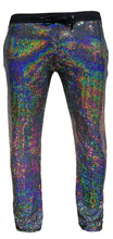 Load image into Gallery viewer, FLAT SEQUINS DRAWSTRING PANTS - BLACK HOLOGRAPHIC
