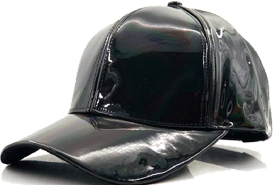 Metallic Vinyl Baseball Hat - BLACK