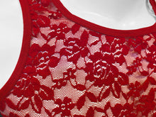 Load image into Gallery viewer, Dark Red Lace - See Through Sexy Mesh Men&#39;s Tank
