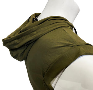 Hooded Crop Tank - Army Green Cotton