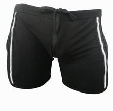Load image into Gallery viewer, KNOBS Ribbon GYM Shorts-Black Silver Glitter Stripe
