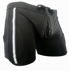 KNOBS Ribbon GYM Shorts-Black Silver Glitter Stripe
