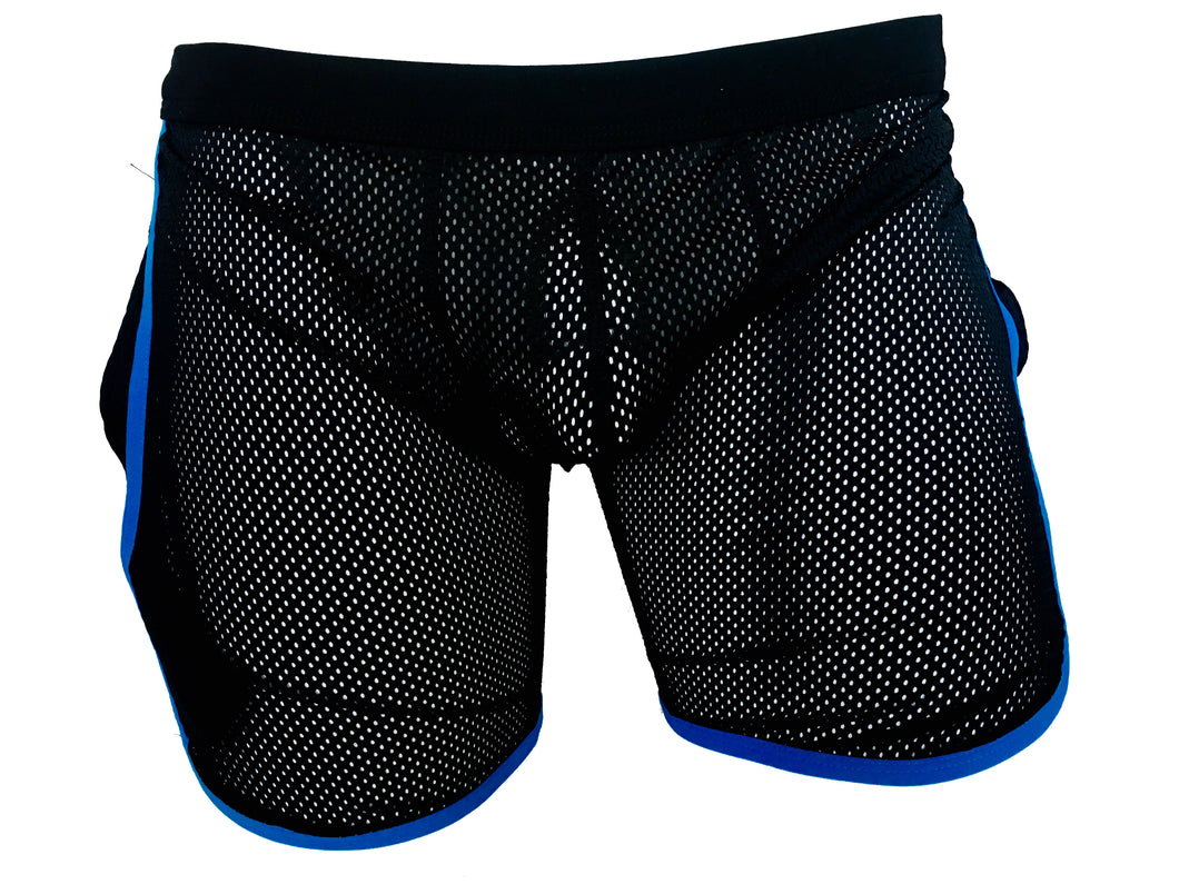 Knobs Sports Mesh GYM Shorts-Black With Blue