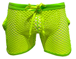 Fishnet Gym Shorts with side pockets - Lime
