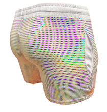 Load image into Gallery viewer, Flat Sequins Shorts - WHITE HOLOGRAPHIC
