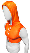 Load image into Gallery viewer, Hooded Crop Tank - Neon Orange Sports Mesh

