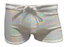 Load image into Gallery viewer, Flat Sequins Booty Shorts - WHITE HOLOGRAPHIC
