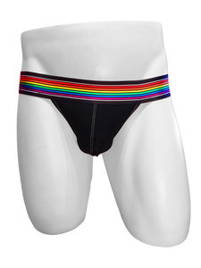 Rainbow Waistband Jock BLACK