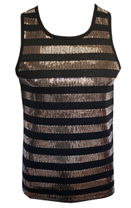 Made in SF Tank - Bronze Stripe Sequins