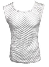 Load image into Gallery viewer, Fishnet Muscle Tank - White
