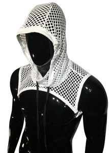 Fishnet Hooded Harness - White