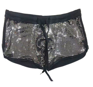 Flat Sequins Booty Shorts - BLACK SILVER