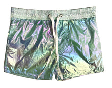 Load image into Gallery viewer, Iridescent Metallic Rave Shorts - Mint Multi
